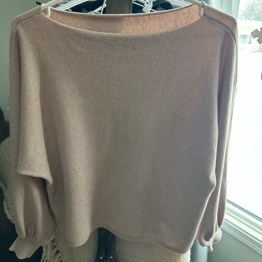 SHEIN Off-the-Shoulder Tan Sweater - EUC
